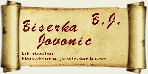 Biserka Jovonić vizit kartica